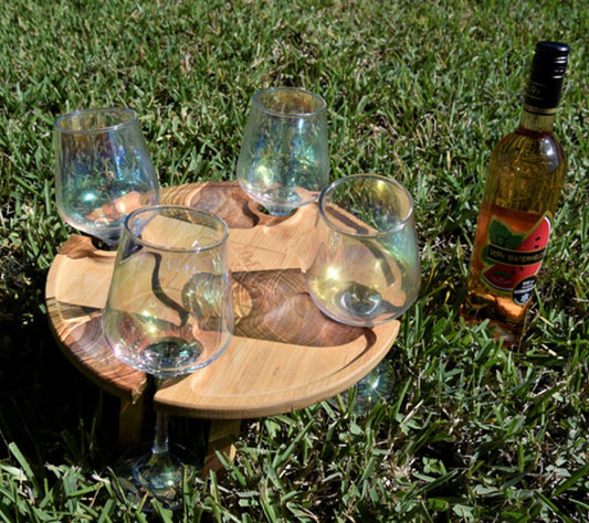 Bamboo Portable Wine & Cheese Table